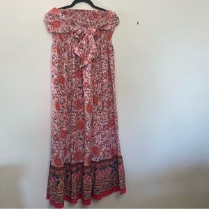 Strapless smocked boho floral tiered dress